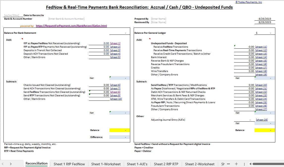 Request for Payment Bank Reconciliation